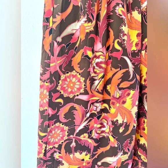 Diane Von Furstengerg Vintage 100% Silk Abstract Pull-On Wide Leg Pants Medium - Picture 8 of 9